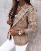 European & American Women's 2024 Autumn/Winter Slim Woolen Coat - Long Sleeve Double-Breasted Casual Printed Small Suit