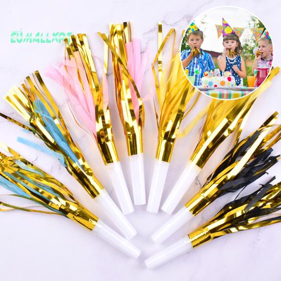 

48 шт., золотые шумовые рожки-блестящая кисточка, свисток с металлической бахромой, шумовые рожки, принадлежности для новогодних праздников 48pcs белый