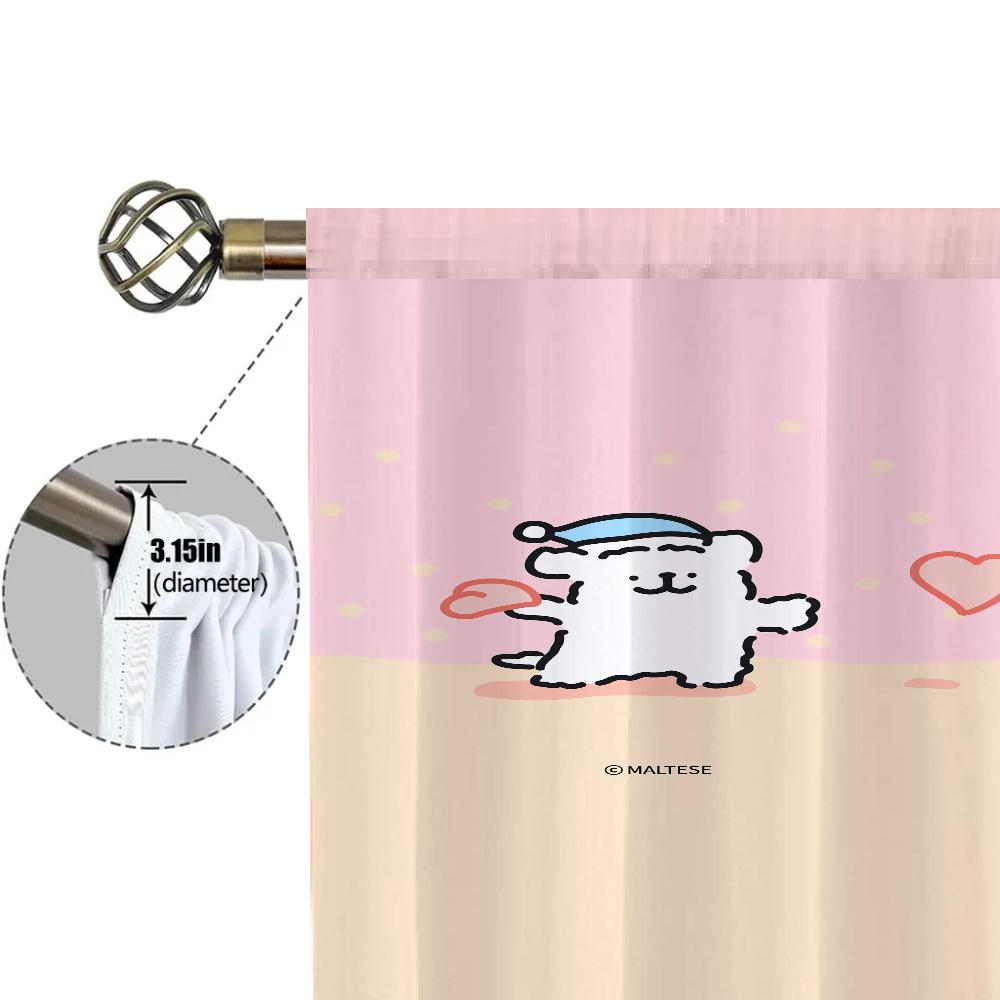 Home Interior Kitchen Curtains for Living Room 2 Pieces Blackout Curtains Door Curtain Maltese Dog Bedroom Decoration Partition