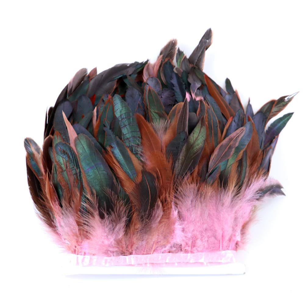 1 Meter Natürliche Hahnenfedern Besatz Schwarz Kleidung Nähband 15-20cm Federfransen für Karnevalsdekoration Federn Basteln