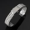 Silver Gold Solid Stainless Steel Watch Bracelet 10mm 12mm 14mm 16mm Universal Watchbands Casual Metal Double Clasp Watch Strap
