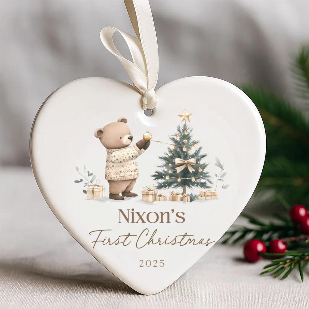 1pc Personalized Baby's First Christmas Ornament Personalized Babys First Xmas Holiday Keepsake 2025 Newborn Xmas Tree Decor