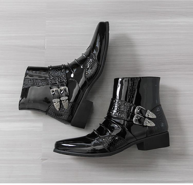 Men's British Style Autumn Leather Chelsea Boots - Shiny, Pointed Toe, High-Top, Formal, Casual, Short Boots