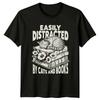 Easily Distracted By Cats And TShirt Bookworm Reader