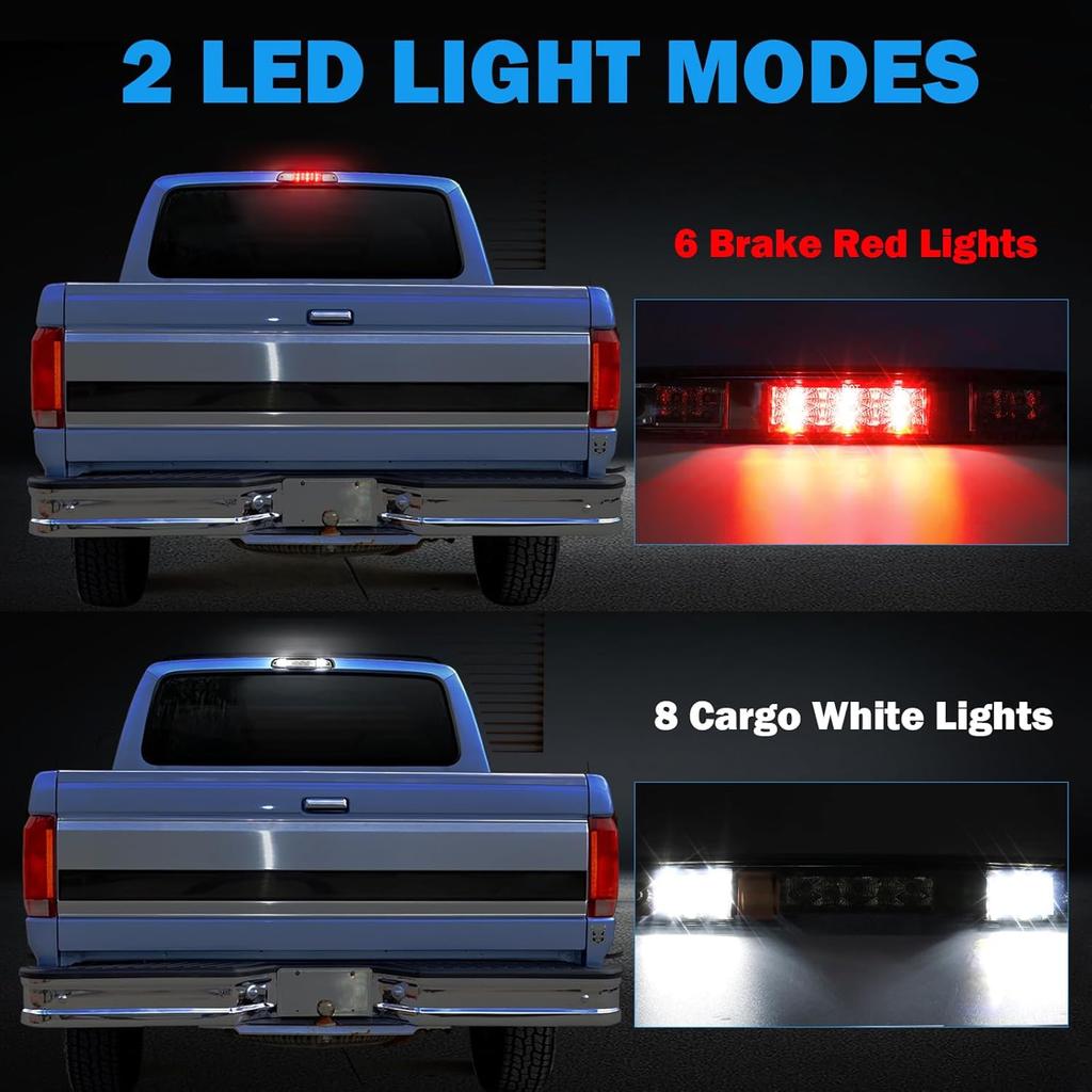 3Rd Third Brake Light For 1992 1993 1994 1995 1996 1997 Ford F150 F250 F350 Bronco High Mount Stop Light Assembly LED Smoked Cargo Lamp Accessories