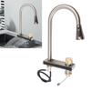 Waterfall Kitchen Sink Faucet Easy To Clean G1/2 Interface Stainless Steel Kitchen Faucet with Pull Down Sprayer for Home
