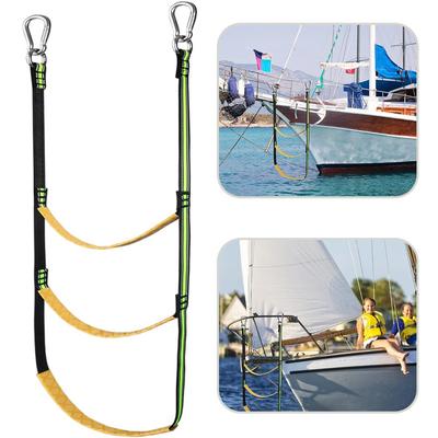3 Step Boat Rope Ladder Nylon Webbing Boarding Ladder Portable Fishing Rope Ladder for Inflatable
