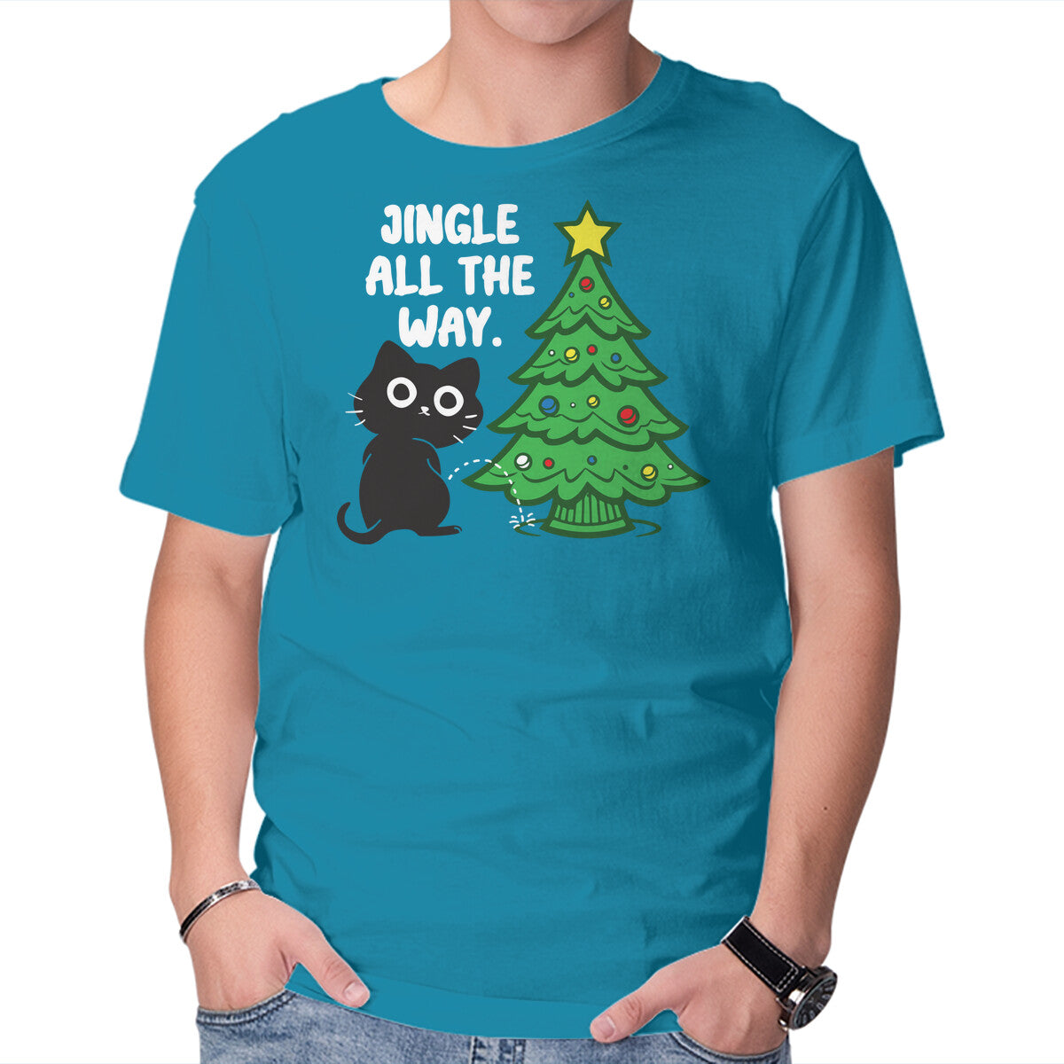 Unisex Crew Neck T-Shirt I Jingle All The Way Graphic Short Sleeve Casual Tee L