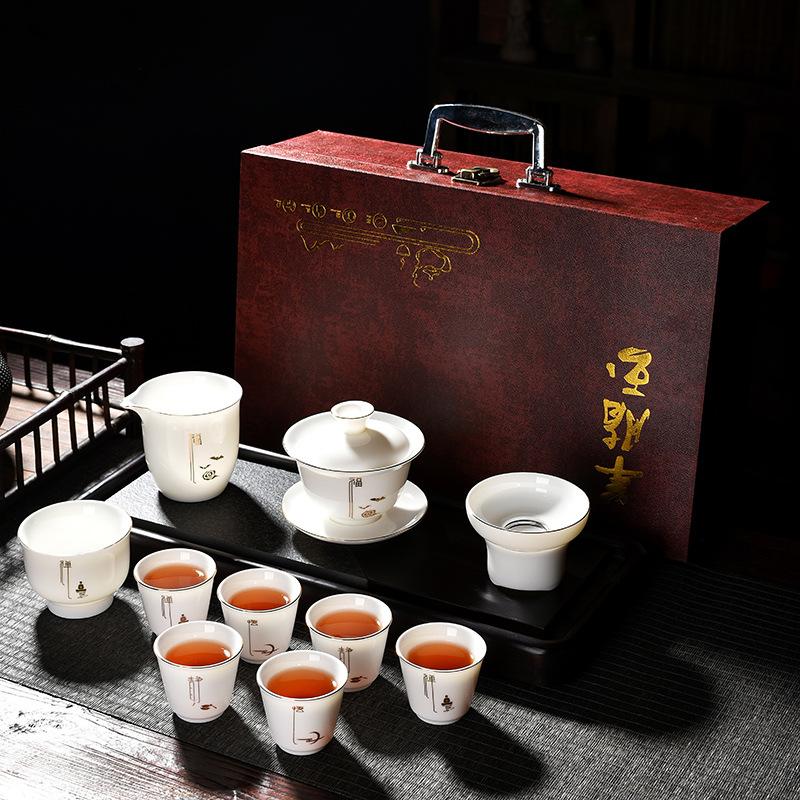 Set de jad cu ceașcă de maestru Stil chinezesc Jingzi Porțelan alb Bol pentru ceai Kung Fu
