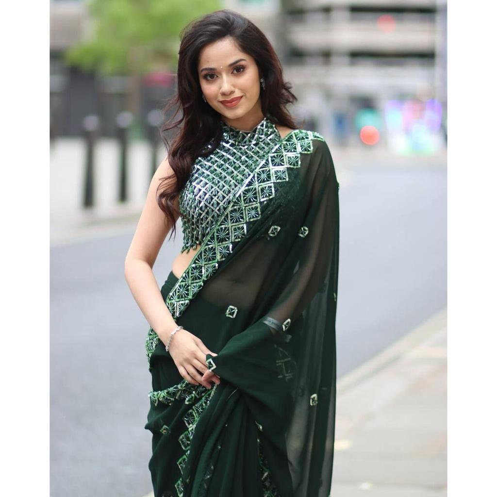 Soft Rangoli Silk  Beautiful Sequence Embroidery Work Saree