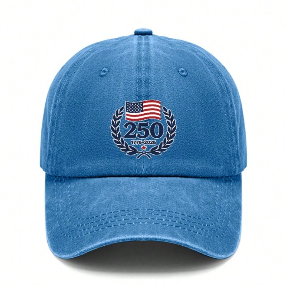 [Patriotic Baseball Cap] 250Th Anniversary USA Flag Print Adjustable Vintage Washed Hat Unisex Commemorative Outdoor Sports Cap For July 4Th Memorial