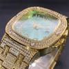 Luxury Diamond Watch for Men Hip Hop Style Bling Iced Out Wristwatch Fashion Square Steel Waterproof Clock