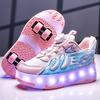 28-37 kinder Vier-rad Demontage In Flache Sport Schuhe Mesh LED Beleuchtete Sport Schuhe Licht Schuhe