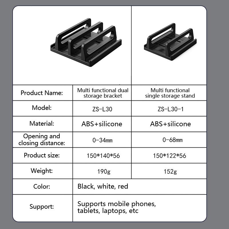 Dual-Slot Adjustable Vertical Laptop Stand Abs Plastic 4In1 Design Space-Saving For Macbook Chromebook Surface Hp Dell Book Ipad