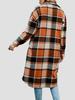 Women's Mid-Length Plaid Long Sleeve Loose Woolen Coat for Autumn/Winter, Plus Size