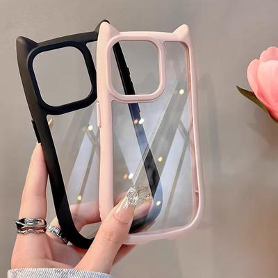 Cute Cat Ears for Mate60 Mobile Phone Case Transparent P70ultra Japan and Korea Honor 50pro Hard Case Women