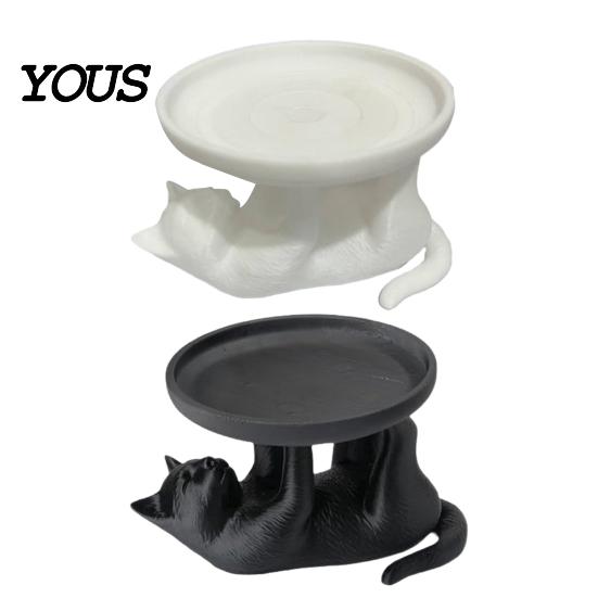 Jewelry Display Tray 3D Printed Reclining Cat Tray, Cute Ring Holder & Earring Organizer Dish for Dresser Vanity, Decorative Kitten Trinket Bracelets