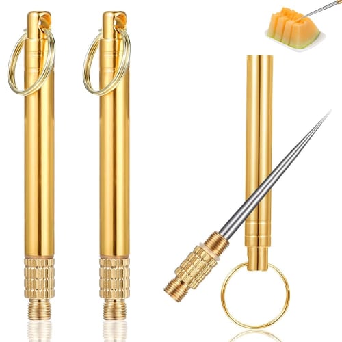 

Set of 3 Reusable Metal Toothpicks, Waterproof, Compact, Lightweight, Portable, Convenient, Stylish, Rotating Connection, Expandable Fixation, Multi-f