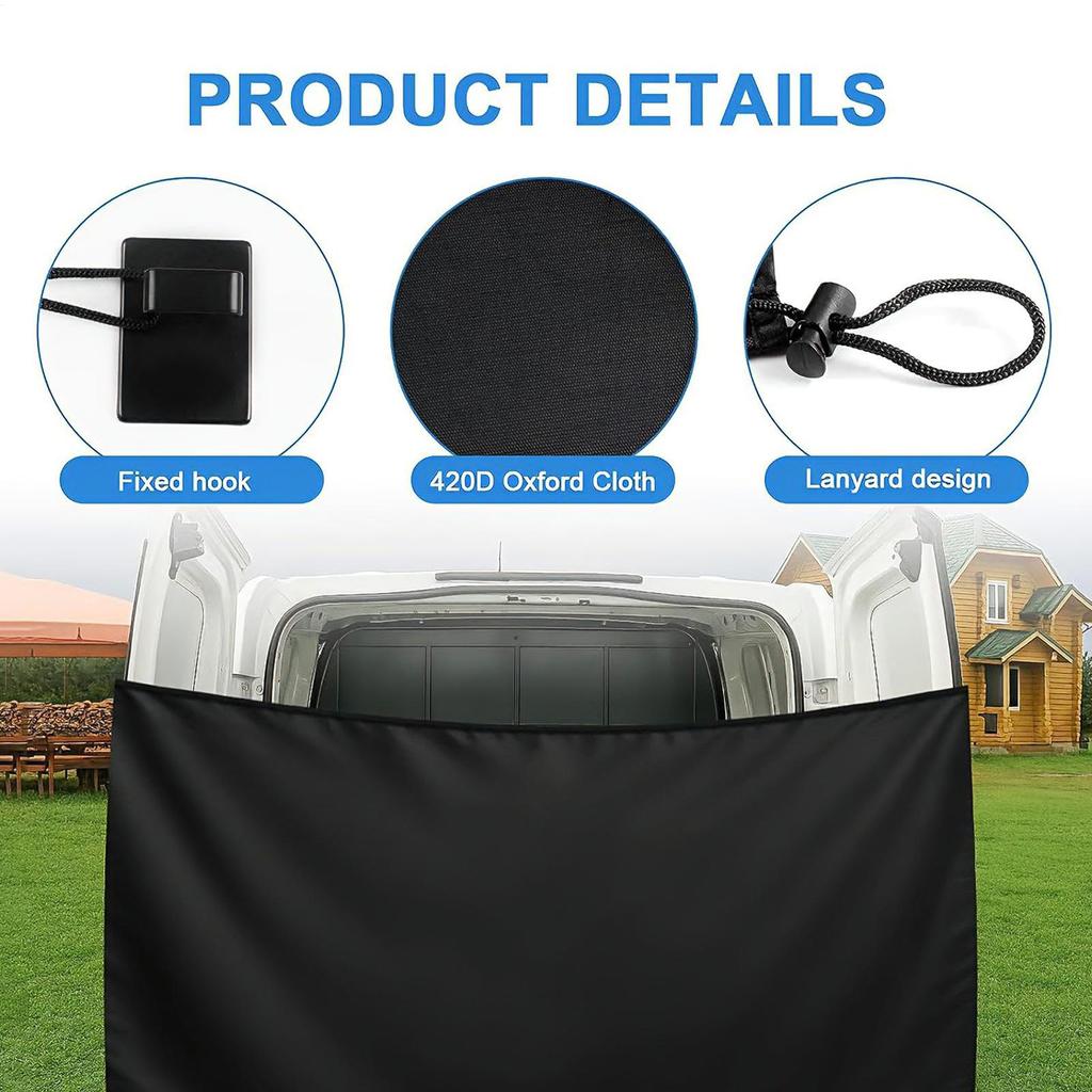 RV Rear Door Drapery Magnetic Waterproof Adjustable RV Privacy Drapery With Magnetic Hooks For Truck SUV Caravan Outdoor Travel