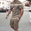 Summer Men's New Spliced Printed Pattern Breathable Round Neck T-shirt and Shorts Outdoor Skin Friendly Casual Two-piece Set