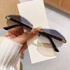 European and American fashion niche trendy brand retro rhombus frameless sunglasses light luxury literary and artistic style sunglasses