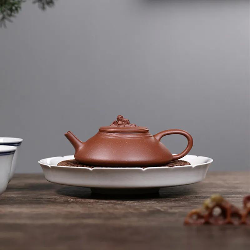 Chinese Tradition Yixing Purple Clay Teapot Household Small Capacity Tea Pot Handmade Triangular Shape Kettle Zisha Tea Set 80ml