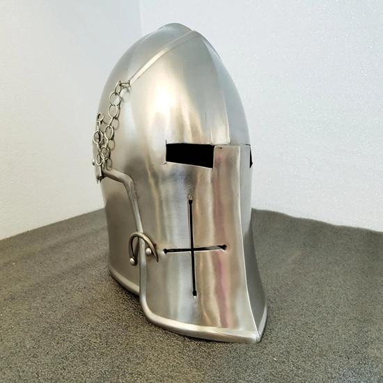 Mittelalterlicher Barbuta-Helm, Ritterrüstung, 18 g Baustahl, LARP, Cosplay, Halloween-Kostüm, Visierhelm, Kriegerhelm, Geschenk