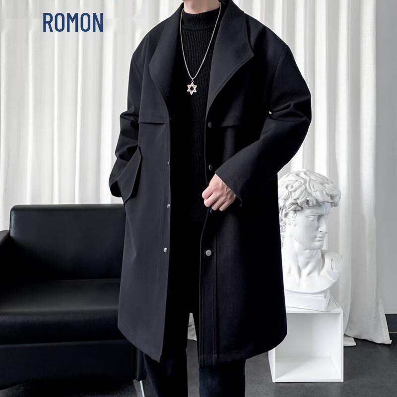 

ROMON Мужское классическое тренчкот средней длины, однотонный, премиум-качества L