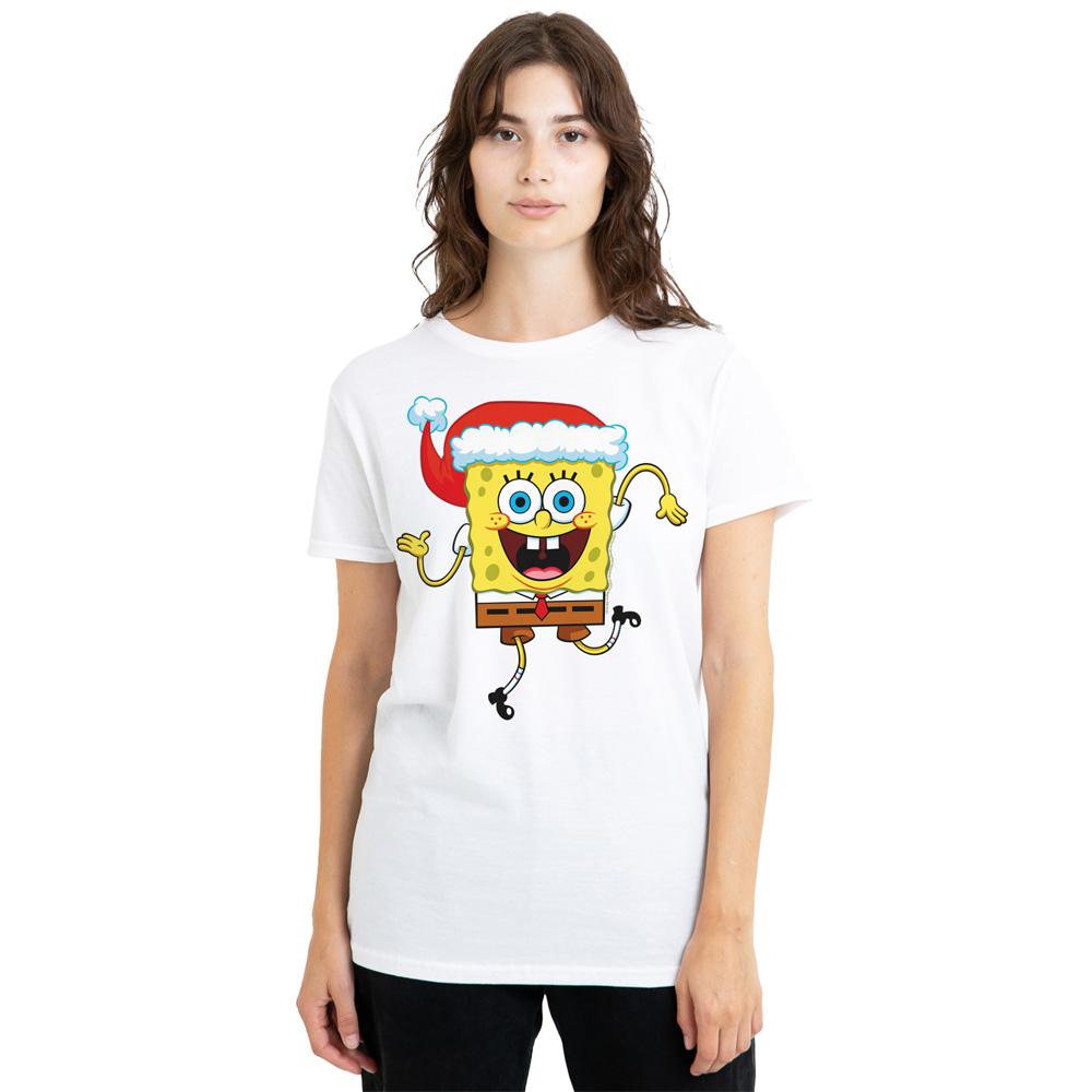SpongeBob SquarePants Unisex Adult Santa Hat Christmas T-Shirt
