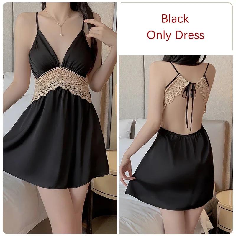 

Пижамный комплект женский сексуальный пижамный комплект атласный мягкий платье с открытой спиной на подтяжках с бюстгальтером пижамный комплект женский XL