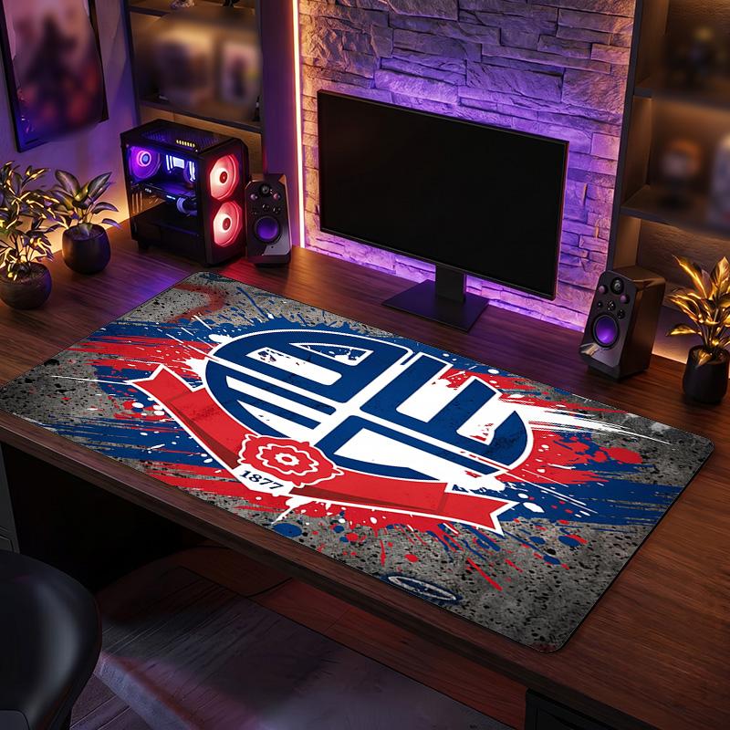Bolton Wanderers FC Theme Pattern Mouse Pad, Soccer Logo Design XXL Gaming Desk Mat Non-Slip Computer Mouse Pad