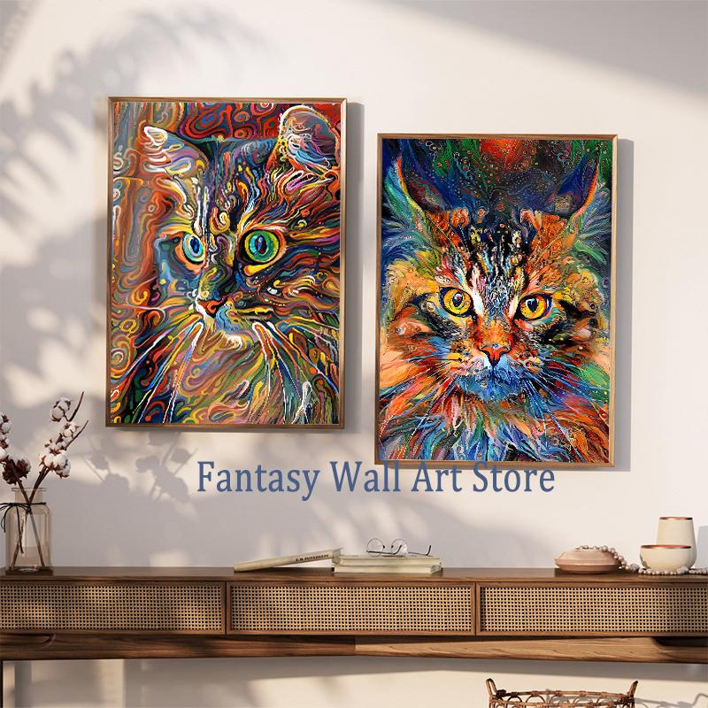 Vapour Abstract Animals Oil Painting Poster Vintage Abstract Oil Painting Animals Art Decor Home Room Aesthetic Canvas Prints