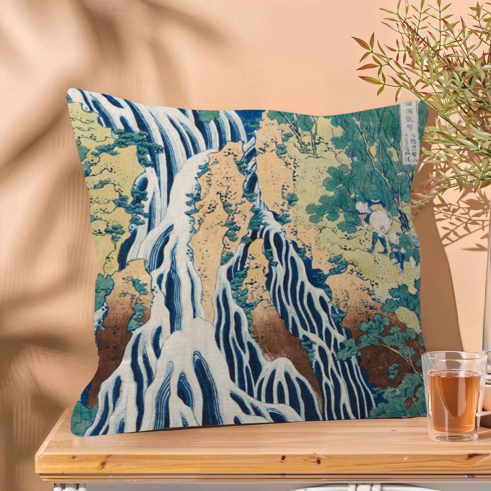 Vintage The Great Wave Katsushika Hokusai Office Cushion Pillowcase Car Cushion Cover45X45CM Lumbar Pillowcase Sofa Pillowcover