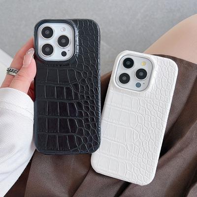 Retro Krokodilmuster Handyhülle Für iphone 17 Air 16 15 14 13 12 11 Pro Max Plus Harte PC-Leder-Rückseite