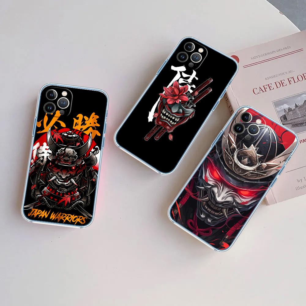 LO55 Japan Samurai Mask Soft Shell Transparent Phone Case for Samsung Galaxy A04 A04S A14 A23 A34 A54 M23 M33 M52 M53