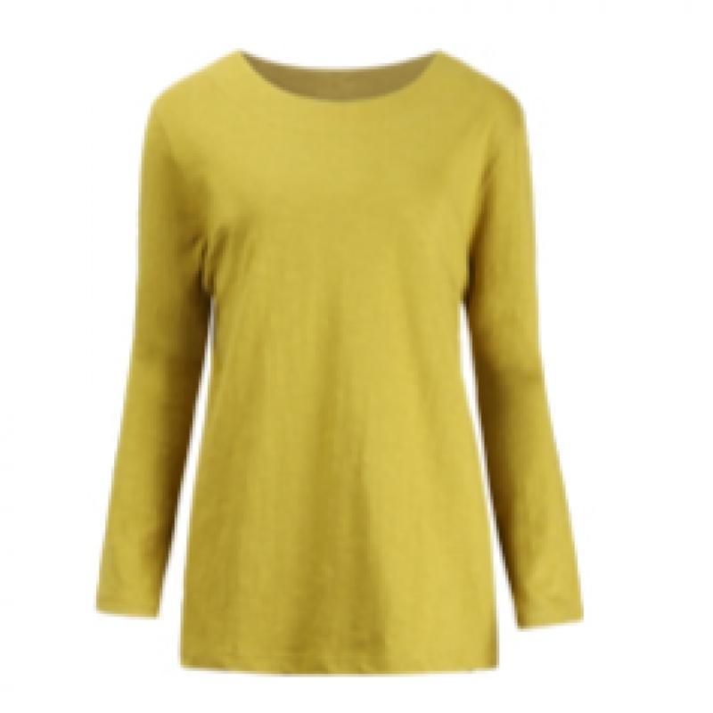 Shop   Women Simple Slab Round Neck Long Sleeve T shirT Dai Wsh 1001 whiTe