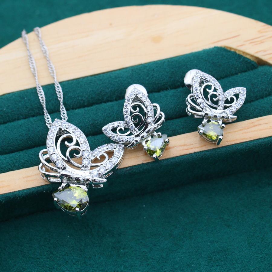 European and N Fashion Light Luxury Zircon Inlaid Butterfly Jewelry Earrings Rings Necklace Mothers Day Gift