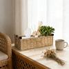 Yousheng Handwoven Storage Basket Handcrafted Scalloped Basket with Wooden Handles Rustic Toilet Paper Storage Basket for Bathroom Bedroom Storage