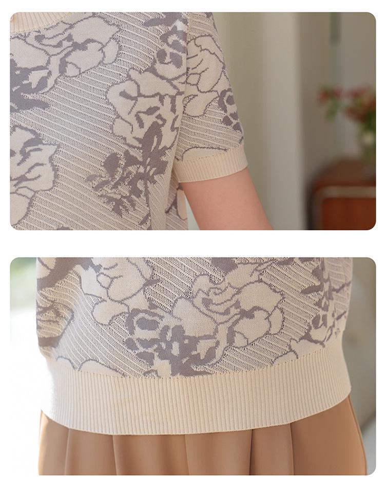 Stylish Spring Knit Cardigan Set for Middle-Aged and Elderly Women, Tummy-Covering Slim Fit Top