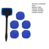 Car Windshield Wiper Fog Cleaning Brush Windshield Cleaning Tool 16-Inch Long Window Cleaning Wand with 5 Reusable Microfiber Cloth Pads