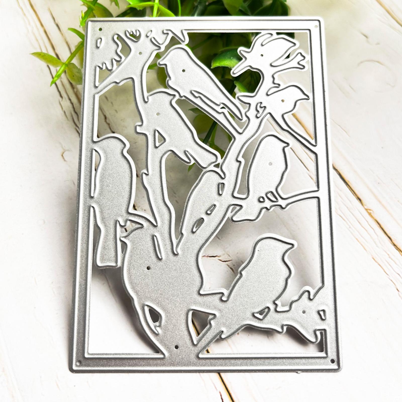 Matrice De Découpe Métal Branche Et Oiseau - Pour Scrapbooking, Cartes, Artisanat - Taille Env. 7,7 X 3,5 Cm, Acier Carbone