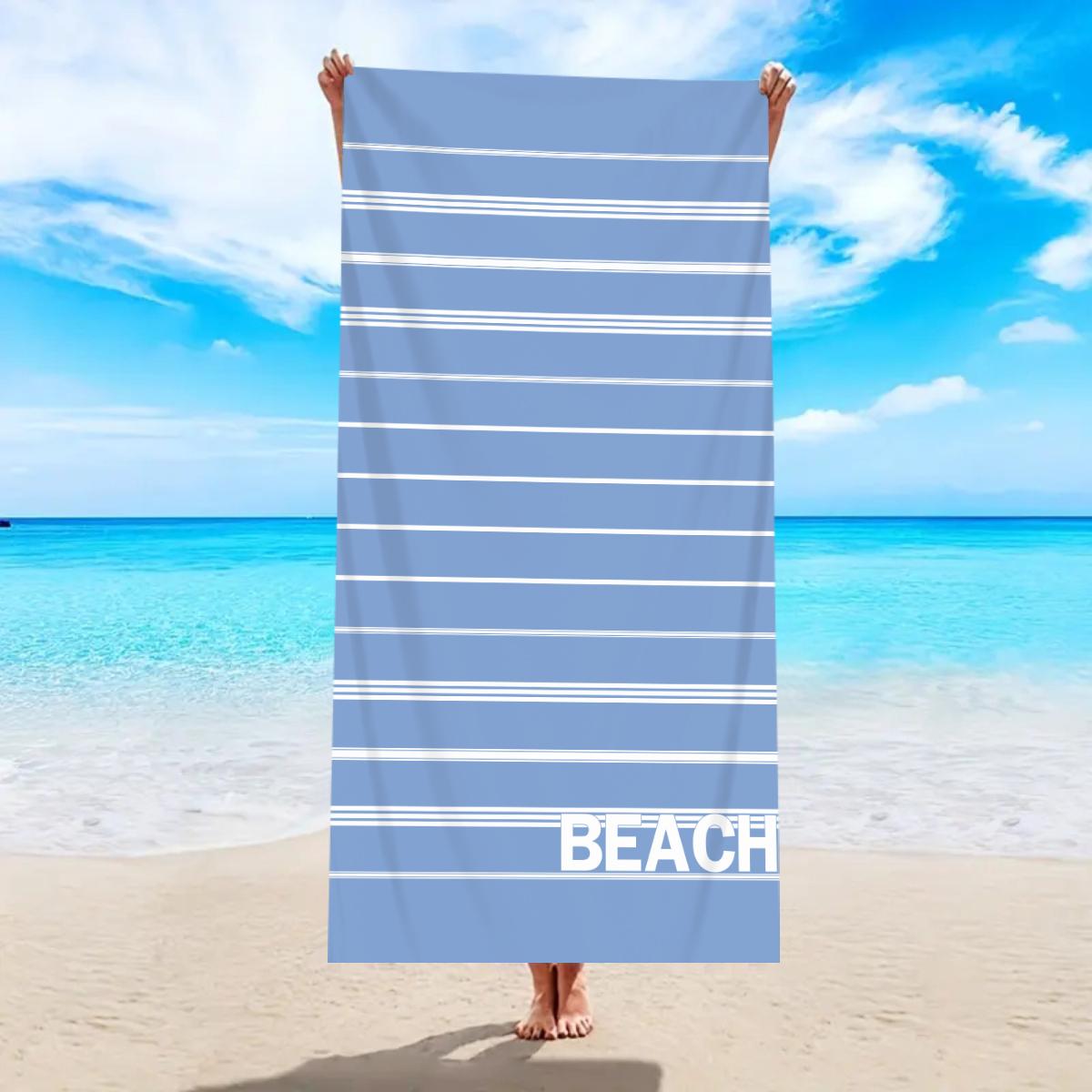 

1pc Ultra fine fiber large beach towel, suitable for camping, beach, surfing, swimming essential multifunctional beach towel W30*H60(CM)