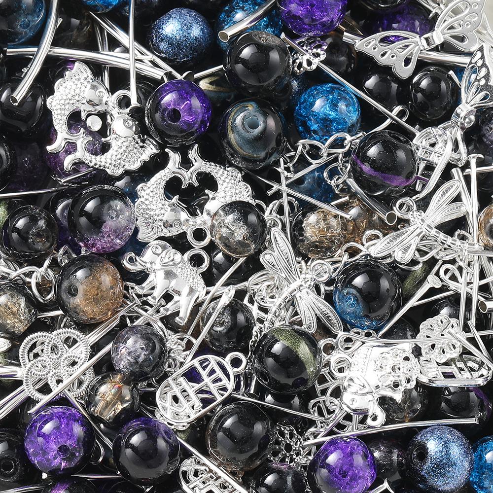 30/50g Mixed Style Glass Spacer Beads Metal Pendants Jewelry Accessories for DIY Bracelets Necklace Anklet Jewelry Making