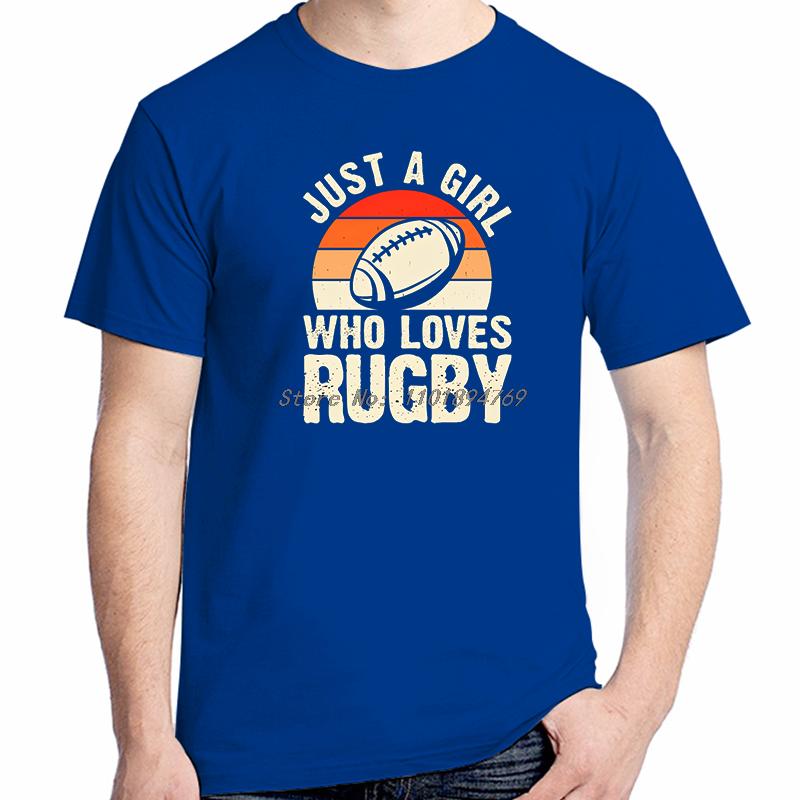 Just A Girl Who Loves Rugby Funny Shirts Graphic Tee Summer Tops Tshirt New Arrival Goods Short Sleeved Tshirt Cotton Tshirts