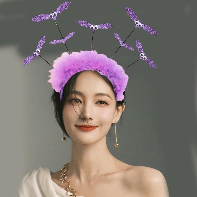 Gothics Sequins Bat Hairband for Adult Kids Cosplay Party Costume Day of the Death Bat Headpiece Halloween Accessories