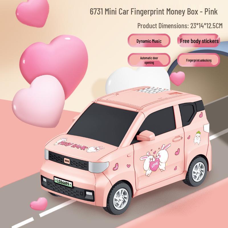 

Automatic Fingerprint ATM Car Money Box: Children s Toy with Password & Coin Rolling