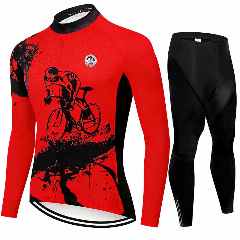 Team 2026 New Spring /Autumn Men Cycling Jersey Long Sleeve Set MTB Bike Clothing Maillot Ropa Ciclismo Racing Bicycle Clothes