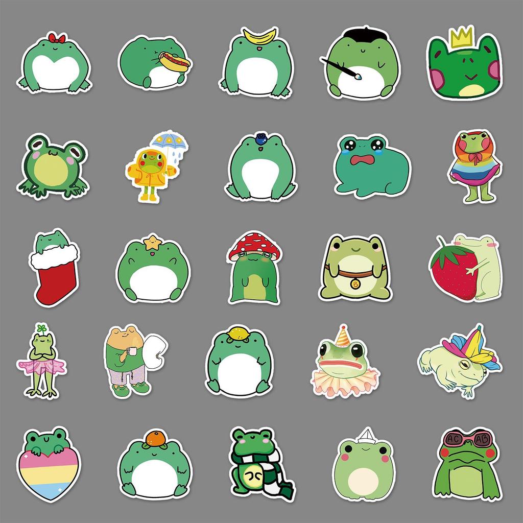 50 Small Frog Graffiti Stickers: Cartoon Animal Designs for Skateboards, Water Bottles, Luggage & More – Waterproof & Decorative