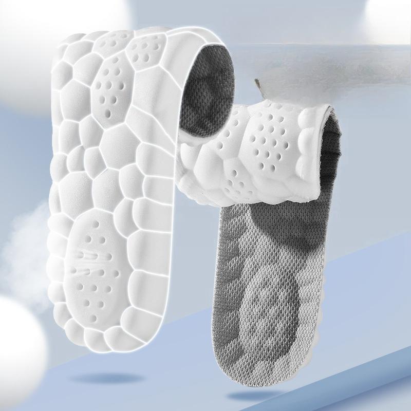 3pair Step on Insole Comfortable Massage Sports High Elastic Shock Antibacterial Deodorant Sweat Men Shoes Height Increase