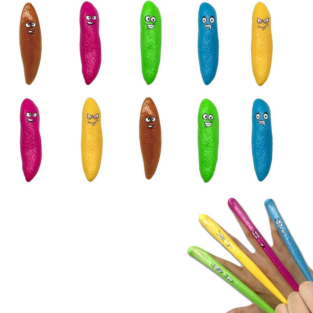 10PCS Rubber Funny Flying Toys Soft Rubber Poop Squishy Finger Ejection Stretchy Stress Relief Toy Party Favors